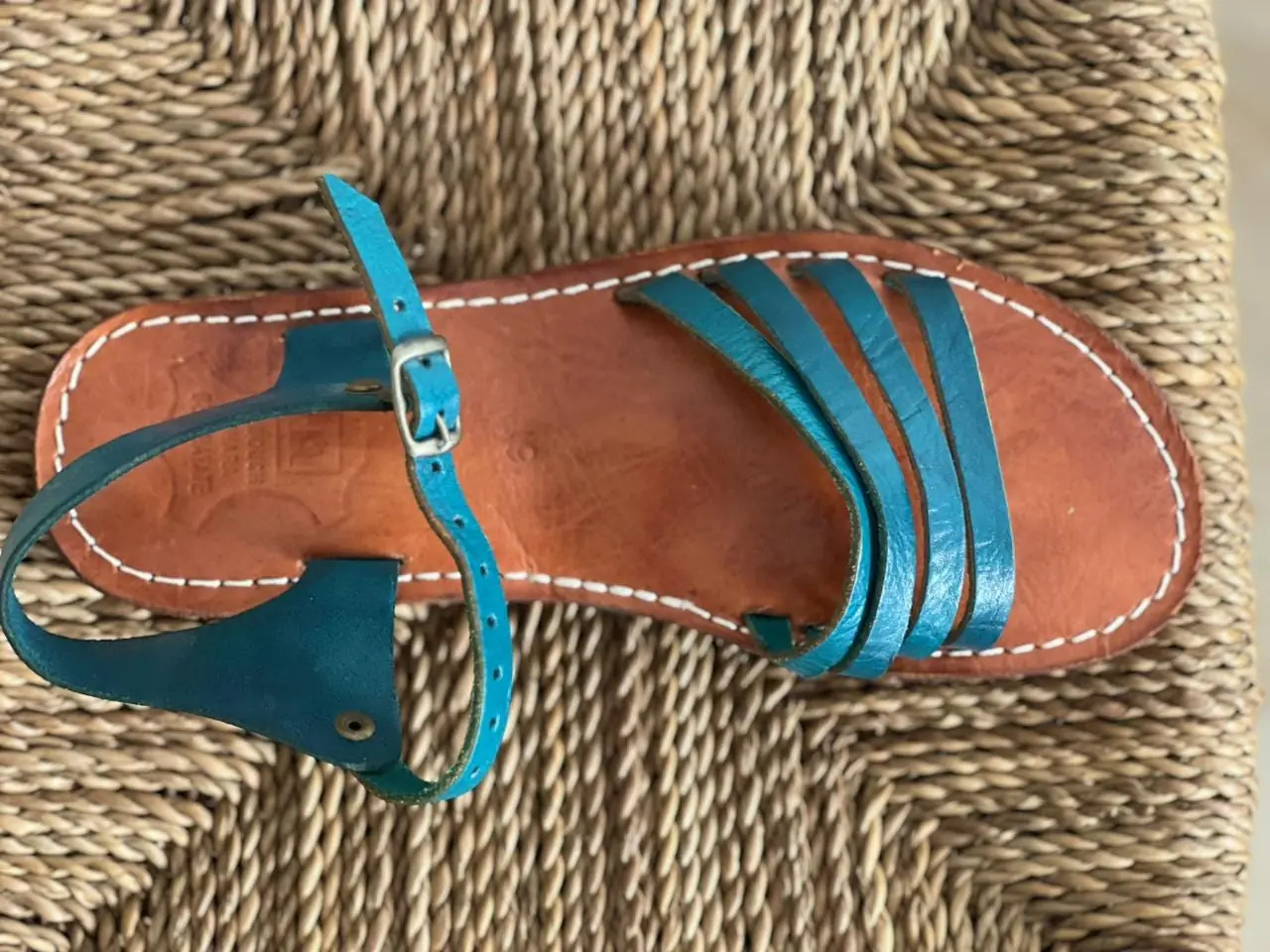 Women’s Blue Strappy Moroccan Leather Sandals
